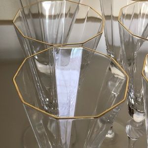 Vintage Gold Rimmed Champagne Flutes